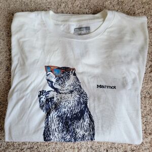 Marmot Men's White Graphic Long Sleeve T-Shirt Size Medium